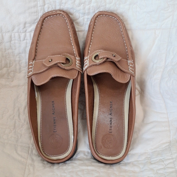 Etienne Aigner Whisper Mules slides Loafers Tan 8.5 - Picture 2 of 7